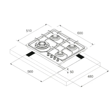 Lofra Gas Hob 60cm Stainless Steel
