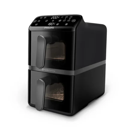 Philips 4000 Series Stacked Dual Basket Airfryer 10L with Vertical RapidAir & Dual Windows 2750W Black