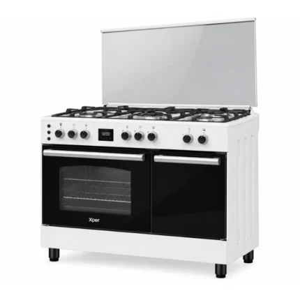Xper 90cm Freestanding Gas Cooker with Bottle Compartment Full Safety White