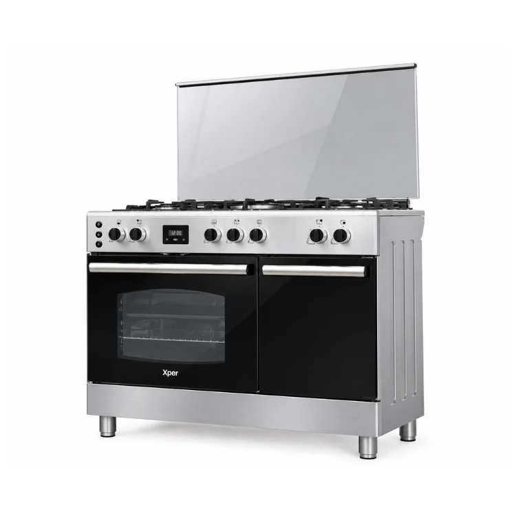 product Xper 90cm Freestanding Gas Cooker with Bottle Compartment Full Safety Stainless Steel