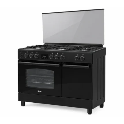 Xper 90cm Freestanding Gas Cooker with Bottle Compartment Full Safety Matt Black
