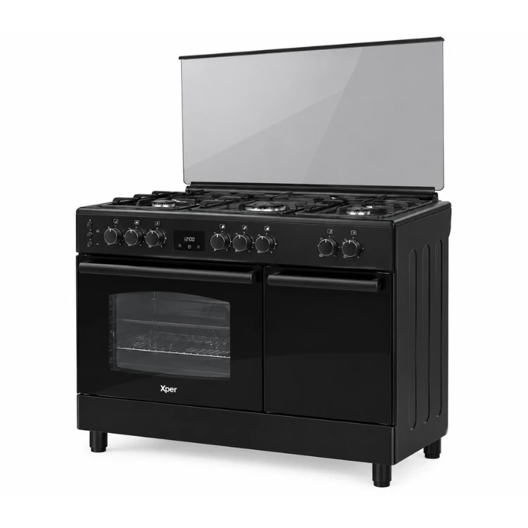 product Xper 90cm Freestanding Gas Cooker with Bottle Compartment Full Safety Matt Black